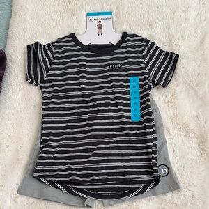 Volcom Kids Black and White Striped Tee and Shorts